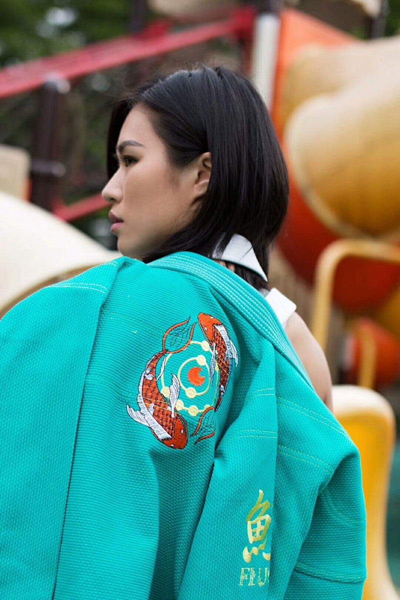 FLUORY Ladies Brazilian Jiu Jitsu Suit Female BJJ Gi Kimonos Women BJJ Uniform (BJJF20GREEN, F2) - Image 5